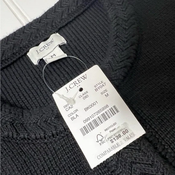 J. Crew Women's Cotton Lady Jacket Medium Sweater Cardigan Black NEW. 151 - Picture 4 of 5